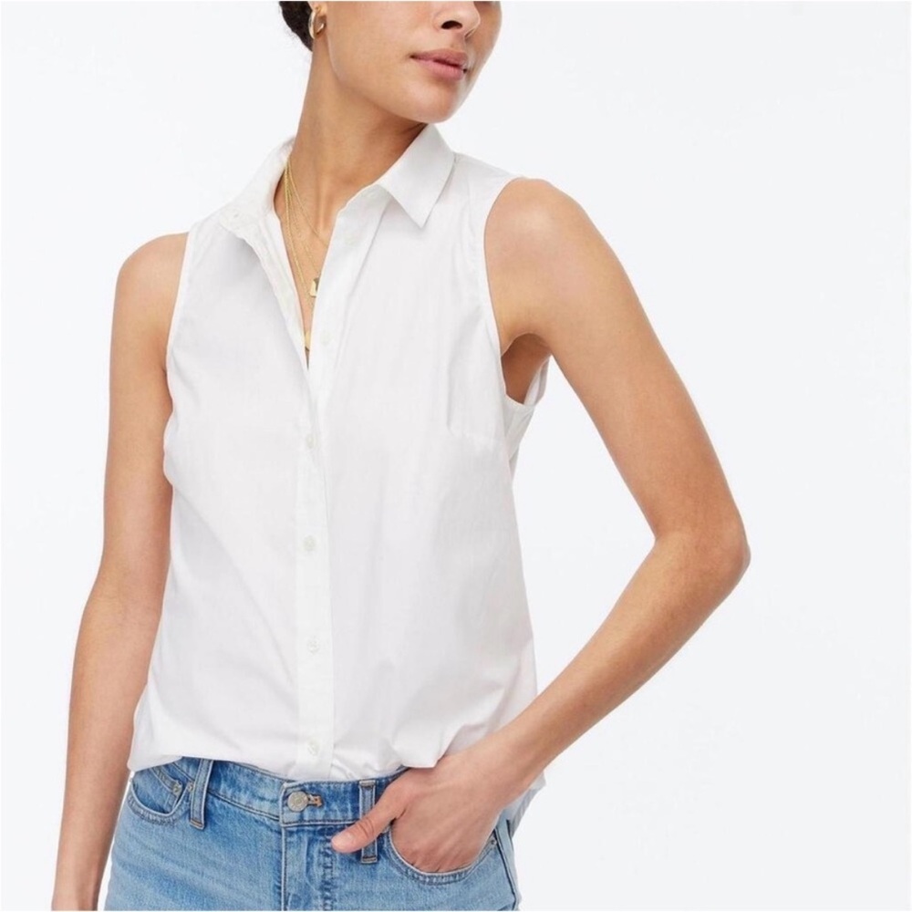 J. Crew Sleeveless Cotton Poplin Shirt